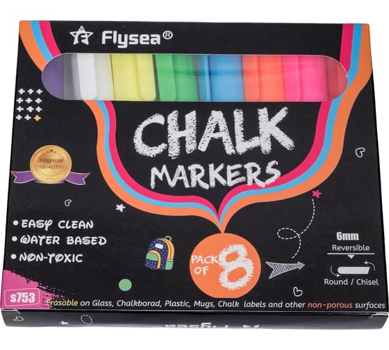 Набор меловых маркеров Flysea Chalk Marker, скошенный наконечник 3-6мм, упаковка 8 шт. FS-S753 1