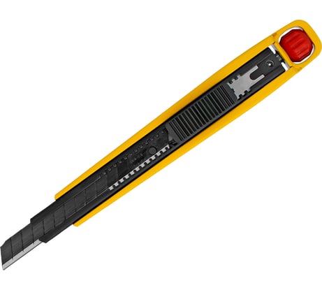 Нож Denzel 9 мм, сменное лезвие, SK4, алюминиевый корпус, торцевой зажим 78901