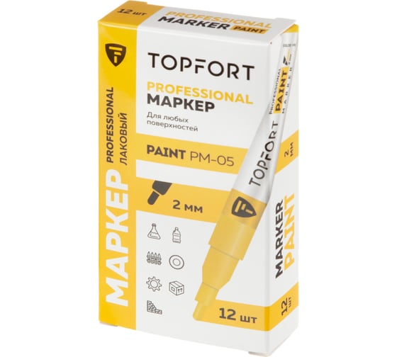Маркер лаковый Topfort Paint 2 мм, желтый 1827835