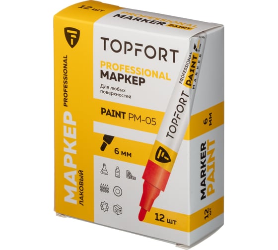 Маркер лаковый Topfort Paint 6 мм, красный 1827844