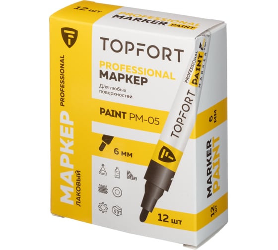 Маркер лаковый Topfort Paint 6 мм, черный 1827843