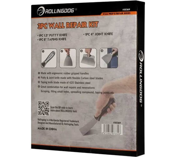 Набор шпателей Rollingdog 1.5/ 4/ 8" (37/100/200мм), серия Professional 50369