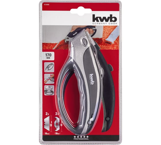 Нож kwb С-образная рукоятка, трапециевидные лезвия 60х19мм 13400