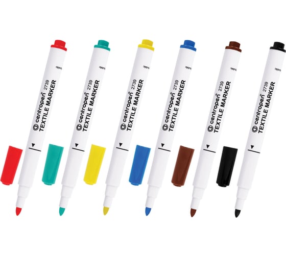 Маркеры для ткани ОФИСМАГ CENTROPEN "Textile Marker" 6 цветов, круглый наконечник, 1.8 мм 2739/6, 5 2739 0610 150569