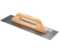 Зубчатая гладилка DEKOR HASSAN 120 х 400 мм квадратный зуб 4 х 4 мм деревянная ручка 442