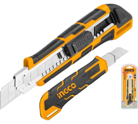 Нож канцелярский INGCO 100x18 мм (3 лезвия в комплекте) HKNS28035