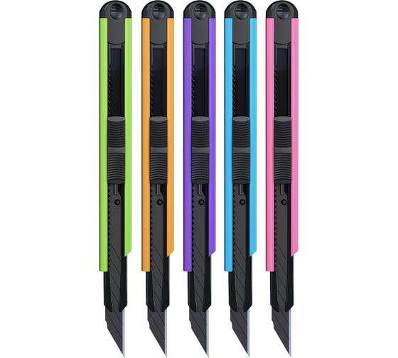 Нож канцелярский BERLINGO 9мм Color Zone, черное лезвие, auto-lock, металл. направл., евро BM4120