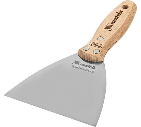 Шпательная лопатка из нержавеющей стали MATRIX 120 мм, буковая рукоятка, EFP 85618