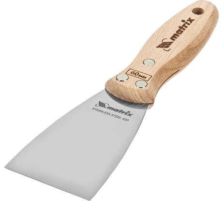 Шпательная лопатка из нержавеющей стали MATRIX 60 мм, буковая рукоятка, EFP 85613