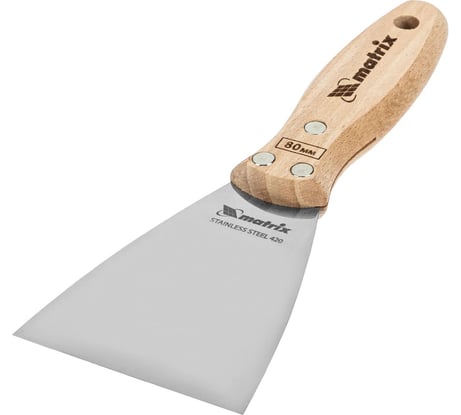 Шпательная лопатка из нержавеющей стали MATRIX 80 мм, буковая рукоятка, EFP 85615