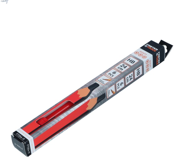 Карандаш плотника HB 6 штук и точилка FASTER TOOLS FT354-11