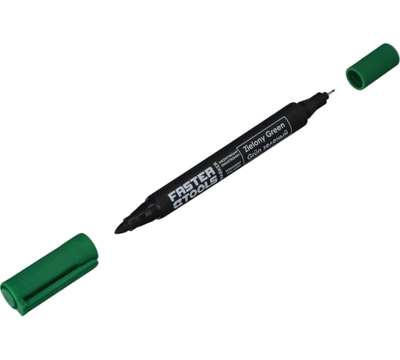 Маркер двусторонний перманентный FASTER TOOLS круглый, зеленый FT354-22
