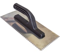 Нержавеющая гладилка НАШ ИНСТРУМЕНТ 130 мм х 270 мм, зуб 6х6, пластиковая ручка 020106-270-006