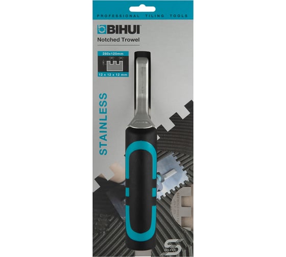 Металлический зубчатый шпатель BIHUI 280x120мм, 12мм PTSB12