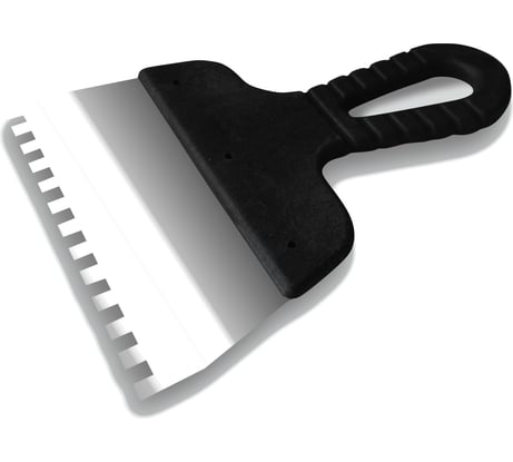 Зубчатый шпатель DECOR 250 мм, ширина 55 мм, толщина 0,38 мм, зуб 4x4 мм, пласт. ручка, нерж. сталь