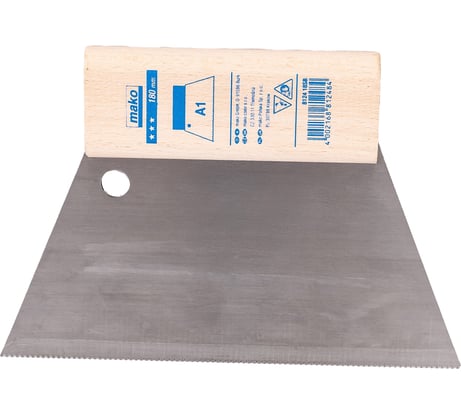 Зубчатый шпатель MAKO для клея трапециевидный стальной, идеален для нанесения клея, тип A1 812418SB