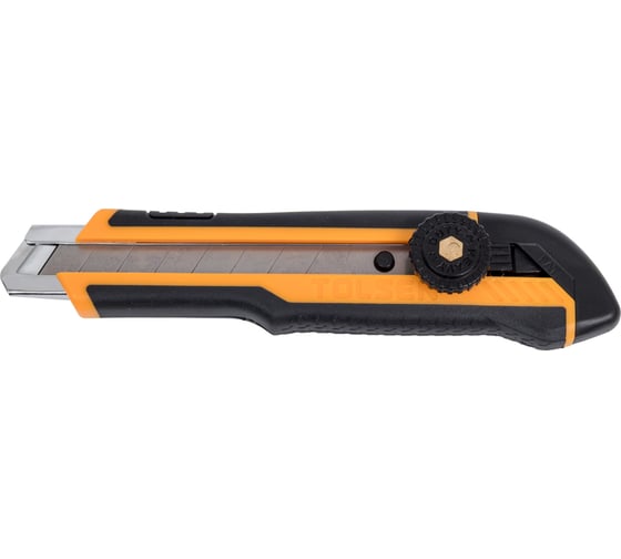 Нож TOLSEN 18 мм, выдвижное лезвие, метал. направляющая, двухкомп. корпус, винт, 3 лезвия SK5 30092 1