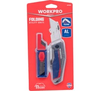 Нож универсальный складной алюминиевый WORKPRO со сменными лезвиями WP211012
