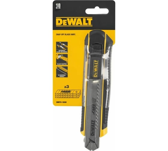 Нож с сегментированным лезвием DEWALT 18мм, кассетный DWHT0-10249
