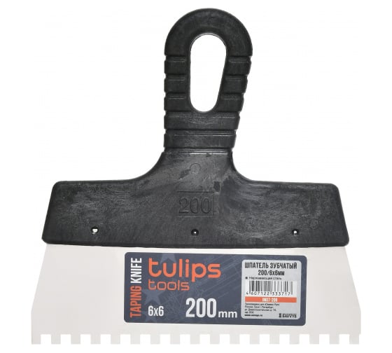 Зубчатый шпатель Tulips tools 200 мм, зуб 6х6 мм IM07-206
