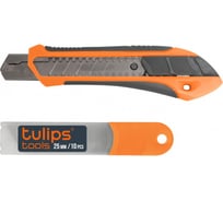 Нож Tulips tools 25мм обрезиненный пластиковый корпус + лезвия 10 шт IR16-253