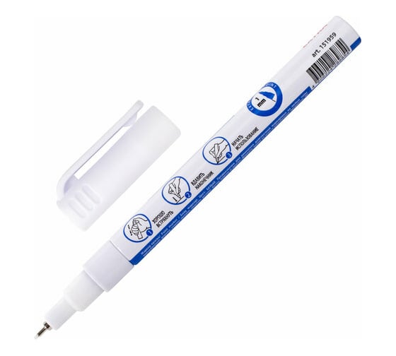 Лаковый маркер-краска BRAUBERG EXTRA paint marker 1 мм, белый улучшенный, нитро-основа, 151959