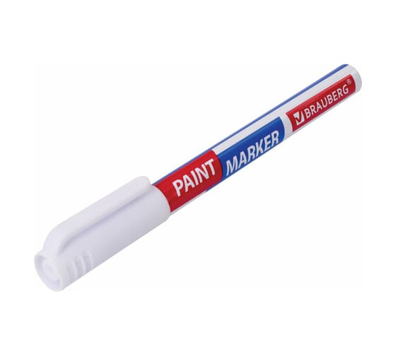 Лаковый маркер-краска BRAUBERG EXTRA paint marker 1 мм, белый улучшенный, нитро-основа, 151959