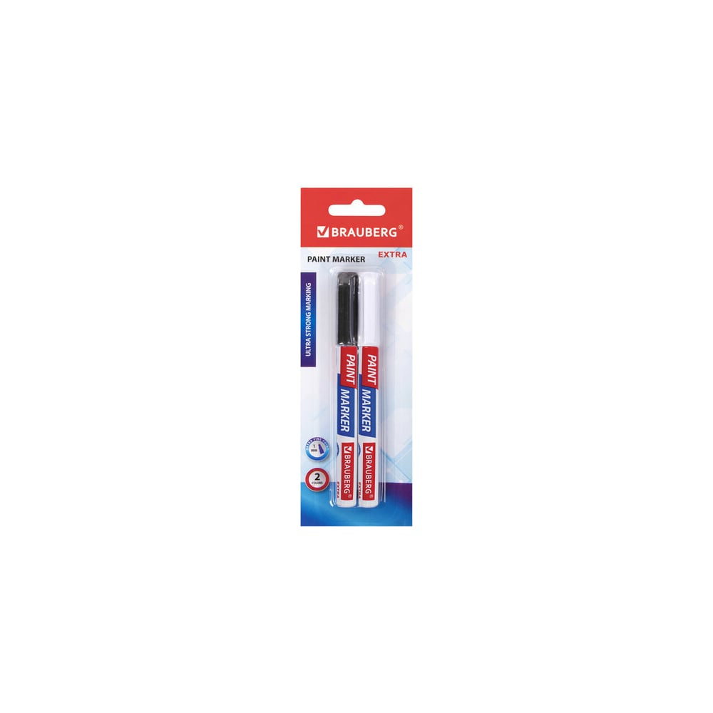 Лаковый маркер-краска BRAUBERG EXTRA paint marker 1 мм, НАБОР 2 цвета ...