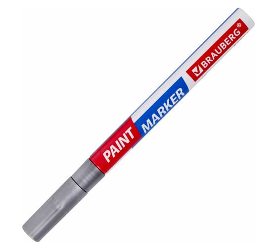 Лаковый маркер-краска BRAUBERG EXTRA paint marker 2 мм, серебряный, улучшенная нитро-основа, 151971