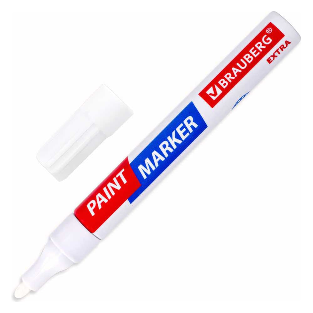 Лаковый маркер-краска BRAUBERG EXTRA paint marker 4 мм, белый ...