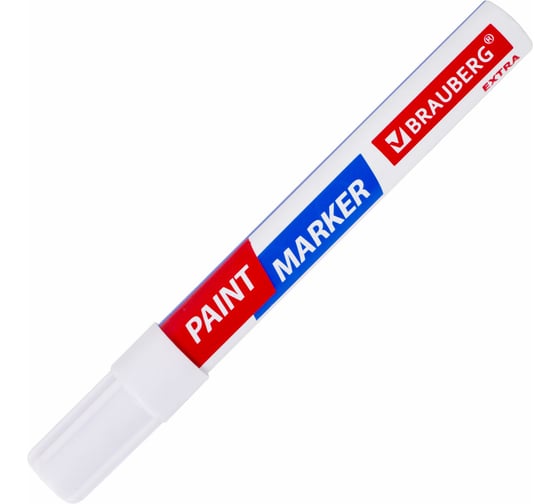 Лаковый маркер-краска BRAUBERG EXTRA paint marker 4 мм, белый, улучшенная нитро-основа, 151978