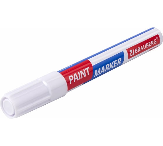 Лаковый маркер-краска BRAUBERG EXTRA paint marker 4 мм, белый, улучшенная нитро-основа, 151978