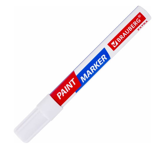 Лаковый маркер-краска BRAUBERG EXTRA paint marker 4 мм, белый, улучшенная нитро-основа, 151978