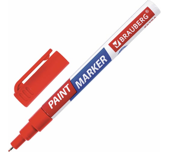 Лаковый маркер-краска BRAUBERG EXTRA paint marker 1 мм, красный, улучшенная нитро-основа, 151964 1