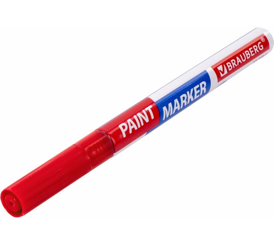 Лаковый маркер-краска BRAUBERG EXTRA paint marker 2 мм, красный, улучшенная нитро-основа, 151969