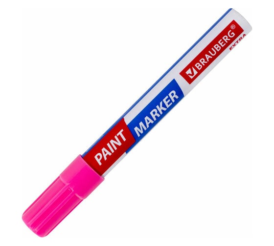 Лаковый маркер-краска BRAUBERG EXTRA paint marker 4 мм, розовый, улучшенная нитрооснова 151986