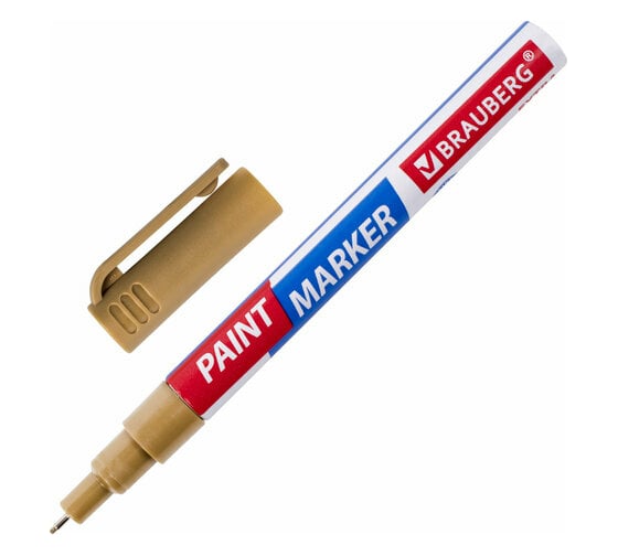 Лаковый маркер-краска BRAUBERG EXTRA paint marker 1 мм, золотой, улучшенная нитро-основа, 151963
