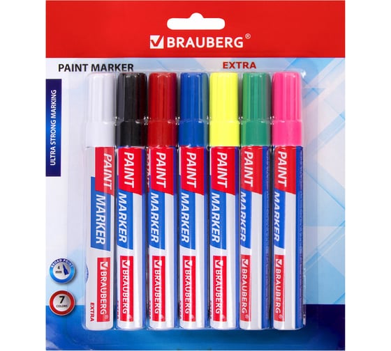 Лаковый маркер-краска BRAUBERG EXTRA paint marker 4 мм, набор 7 цветов, 152001