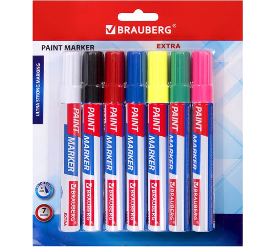 Лаковый маркер-краска BRAUBERG EXTRA paint marker 4 мм, набор 7 цветов, 152001