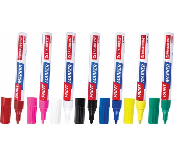 Лаковый маркер-краска BRAUBERG EXTRA paint marker 4 мм, набор 7 цветов, 152001
