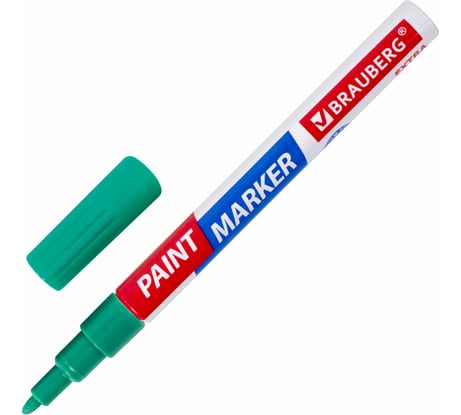 Лаковый маркер-краска BRAUBERG EXTRA paint marker 2 мм, зеленый, улучшенная нитро-основа, 151974