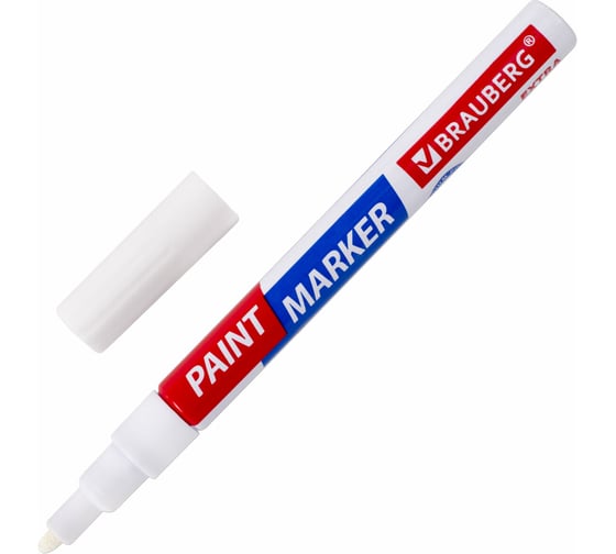 Лаковый маркер-краска BRAUBERG EXTRA paint marker 2 мм, белый, улучшенная нитро-основа, 151967