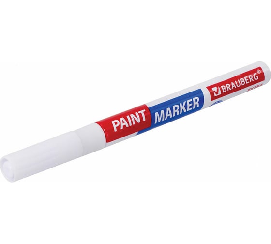 Лаковый маркер-краска BRAUBERG EXTRA paint marker 2 мм, белый, улучшенная нитро-основа, 151967