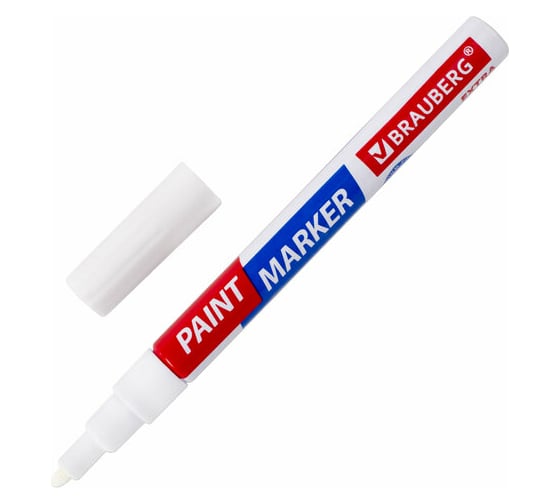 Лаковый маркер-краска BRAUBERG EXTRA paint marker 2 мм, белый, улучшенная нитро-основа, 151967 - выгодная цена, отзывы, характеристики, 1 видео, фото - купить в Москве и РФ