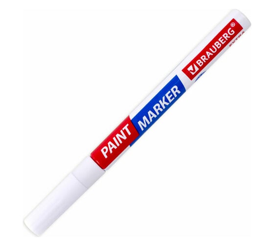 Лаковый маркер-краска BRAUBERG EXTRA paint marker 2 мм, белый, улучшенная нитро-основа, 151967