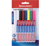 Маркер-краска лаковый BRAUBERG EXTRA paint marker 2 мм, набор 7 цветов, 151996