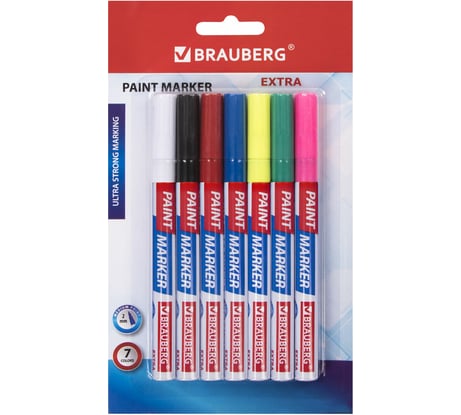 Маркер-краска лаковый BRAUBERG EXTRA paint marker 2 мм, набор 7 цветов, 151996