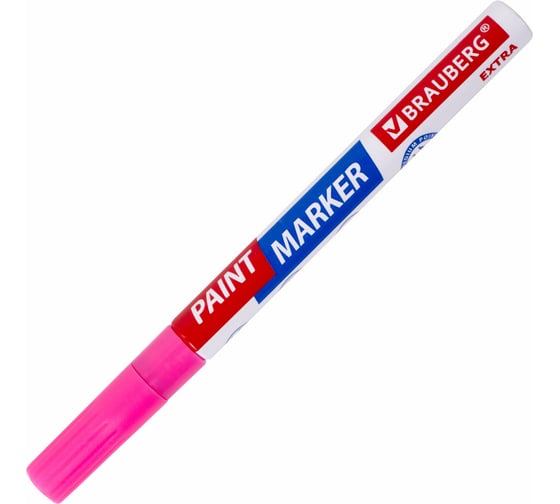 Лаковый маркер-краска BRAUBERG EXTRA paint marker 2 мм, розовый, улучшенная нитро-основа, 151977 1
