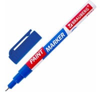 Лаковый маркер-краска BRAUBERG EXTRA paint marker 1 мм, синий, улучшенная нитро-основа, 151961