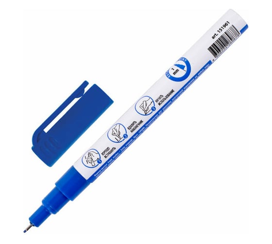 Лаковый маркер-краска BRAUBERG EXTRA paint marker 1 мм, синий, улучшенная нитро-основа, 151961